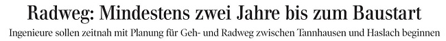 2019 07 25 SZ Radweg Baustart Headline
